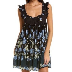 Free People Black and Blue Floral Dress